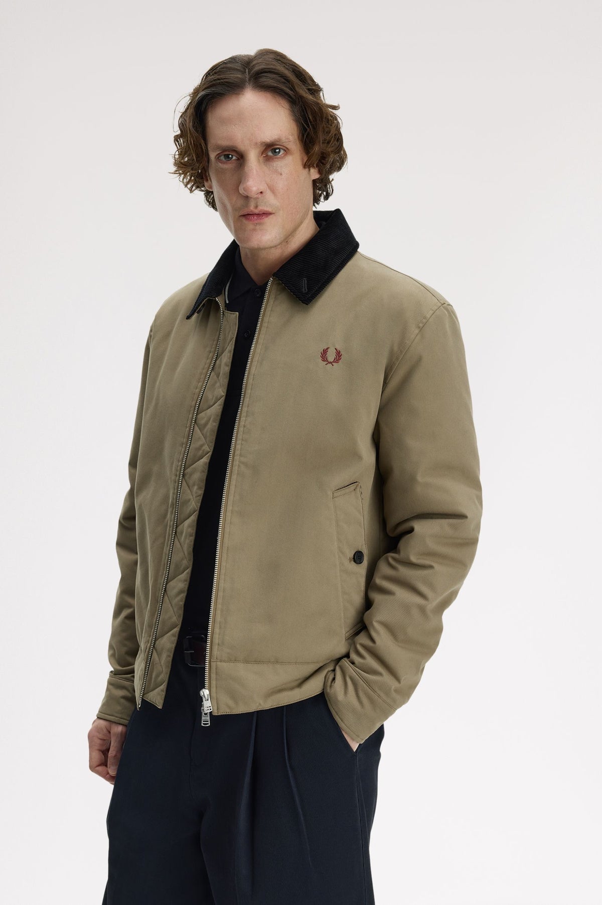 Fred Perry Cotton Caban Jacket - Golden Khaki