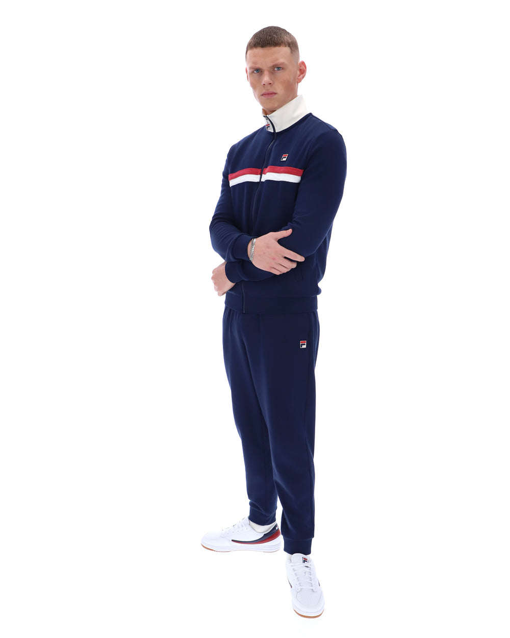 FILA Enrico Track Jacket with Terry Stripes - Fila Navy/Gardenia