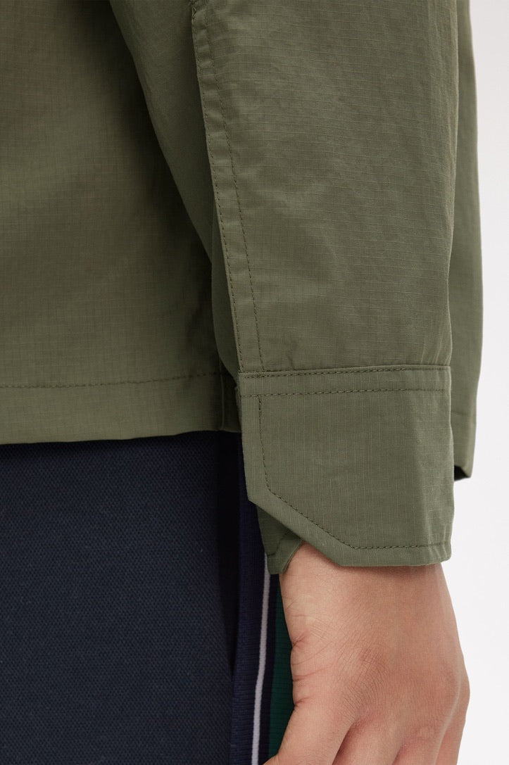 Fred Perry Ripstop Pocket Overshirt - Laurel Wreath Green
