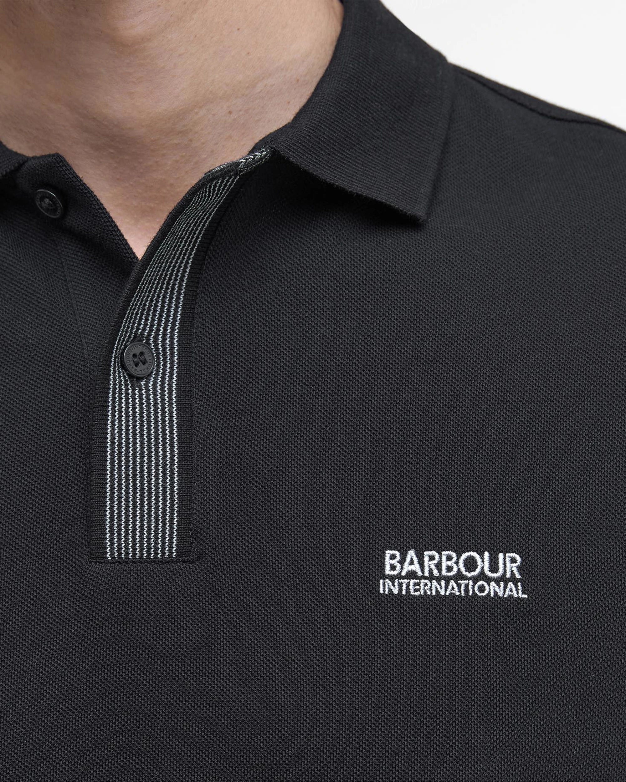 Barbour International Baynes Knit Placket Polo Shirt - Black