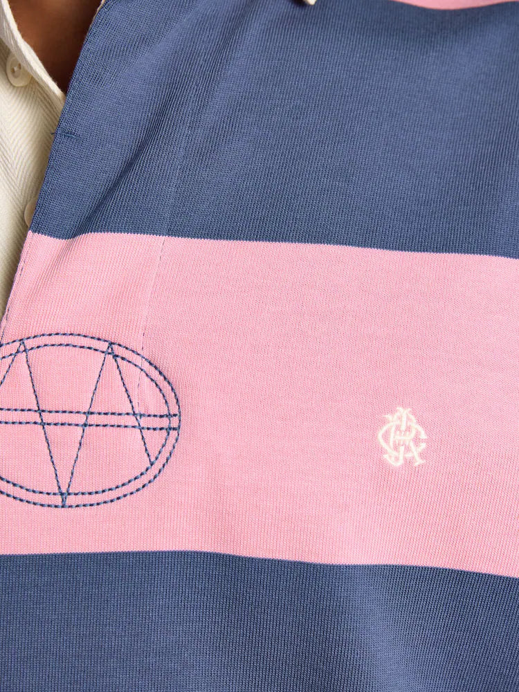 Joules Pink/Blue Striped Long Sleeve Rugby Shirt