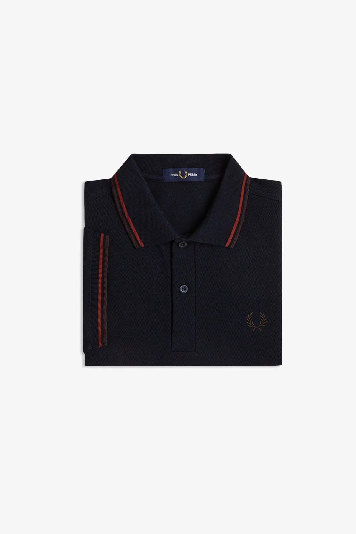Fred Perry Twin Tipped Polo Shirt - Navy/Brandy/Rich Brown