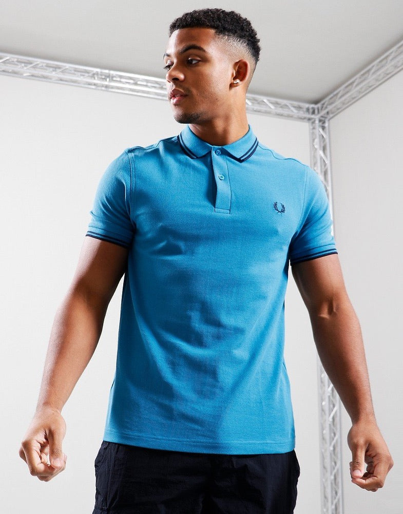 Fred Perry Twin Tipped Polo Shirt - Ocean Blue/Navy