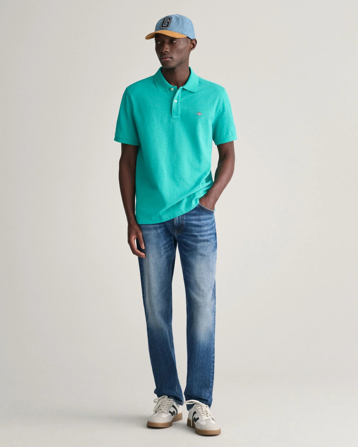 Gant Regular Shield Pique Polo Shirt - Lagoon Blue