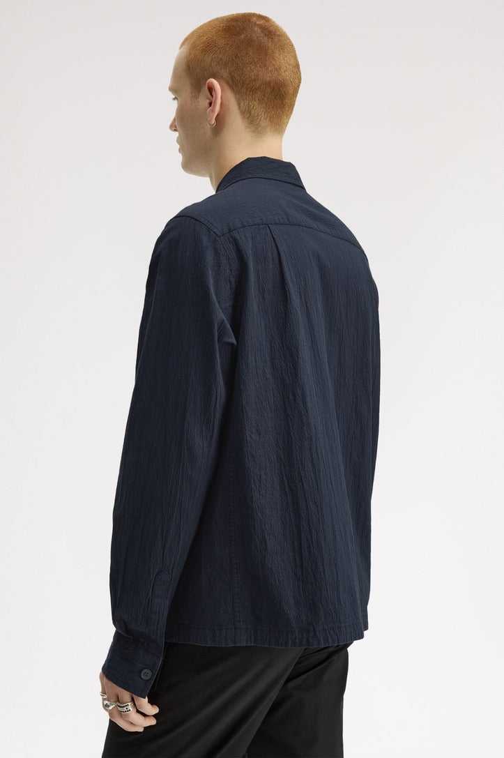 Fred Perry Seersucker Overshirt - Navy