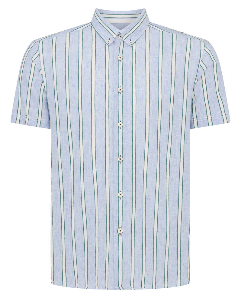 Remus Uomo Ashton Short Sleeved Shirt - Light Blue