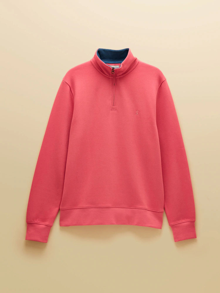 Joules Alistair Pink French Ribbed Quarter Zip Sweatshirt