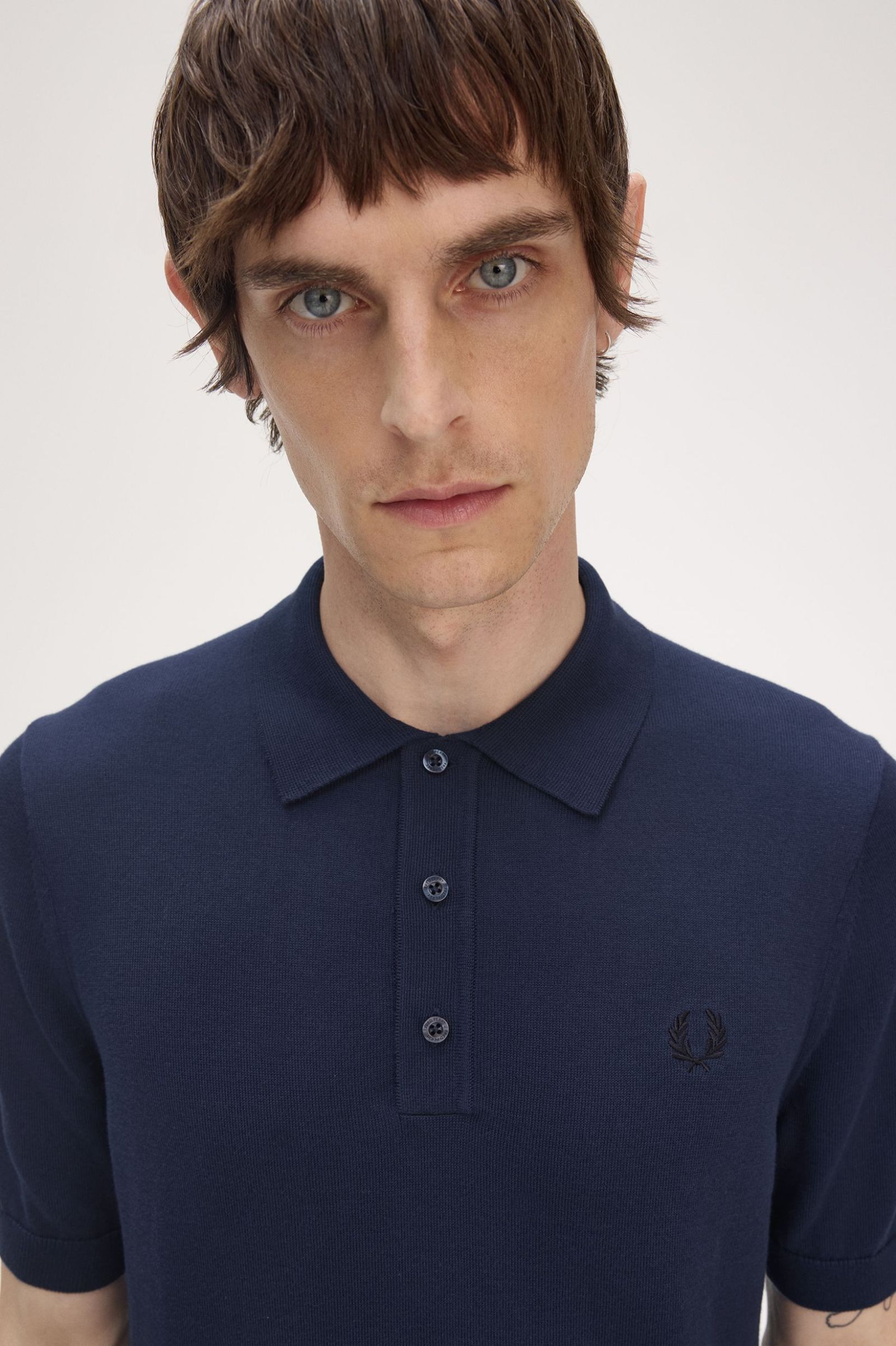 Fred Perry Cotton Knitted Shirt - Tennis Blue