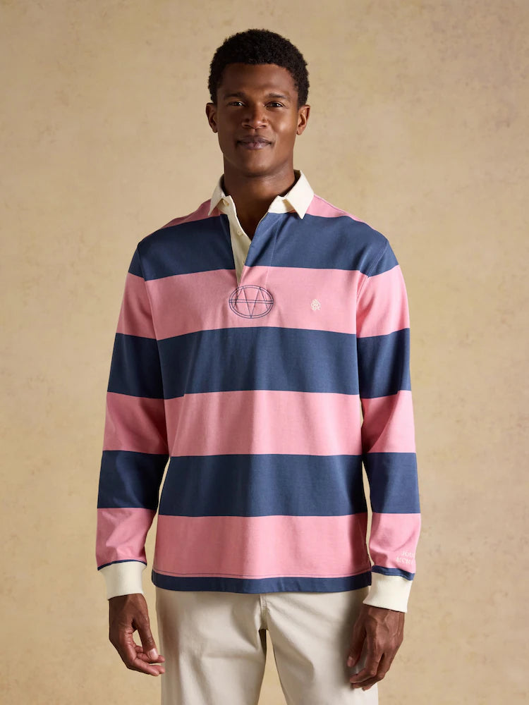 Joules Pink/Blue Striped Long Sleeve Rugby Shirt