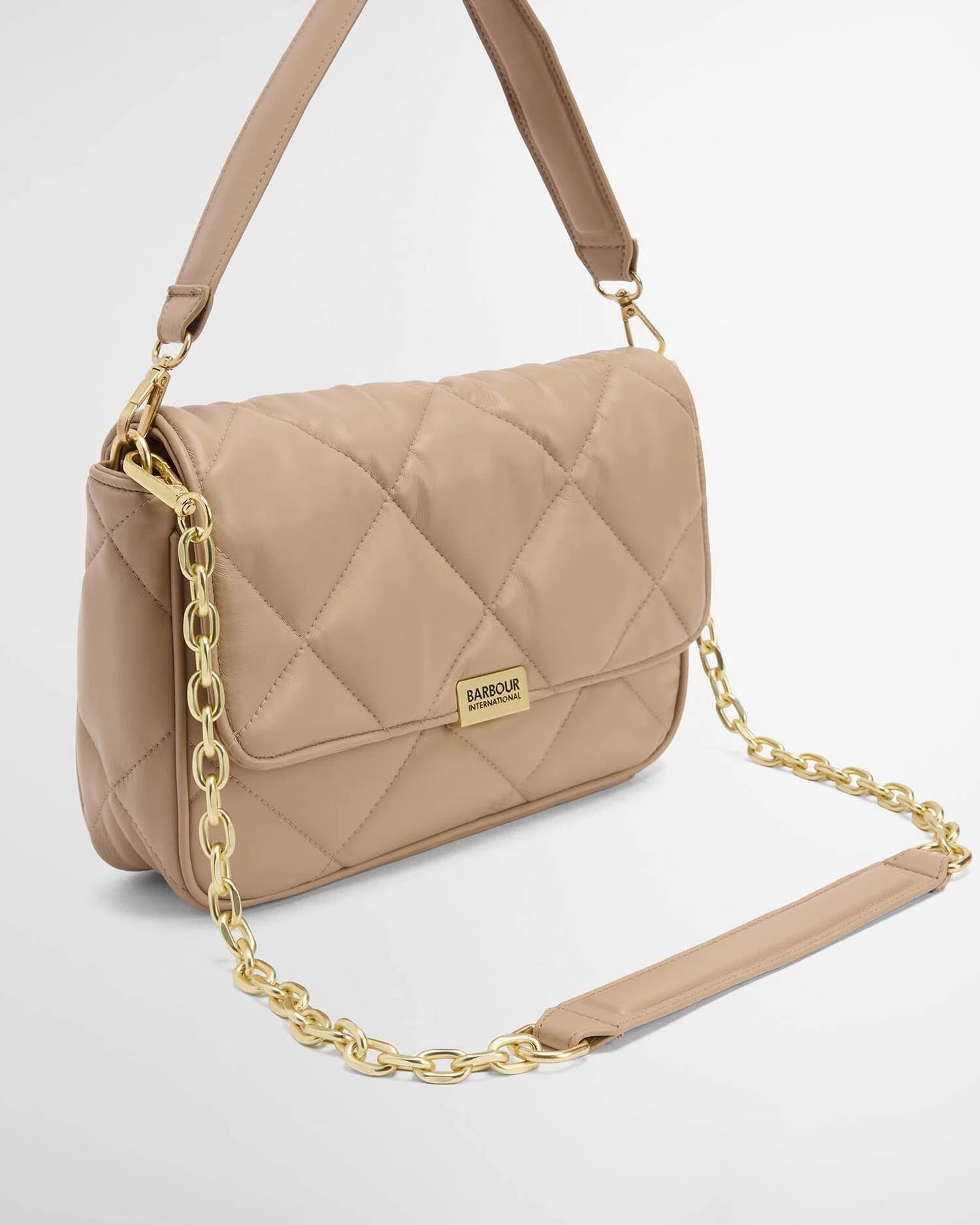 Barbour International Soft Quilt Shoulder Bag - Camel
