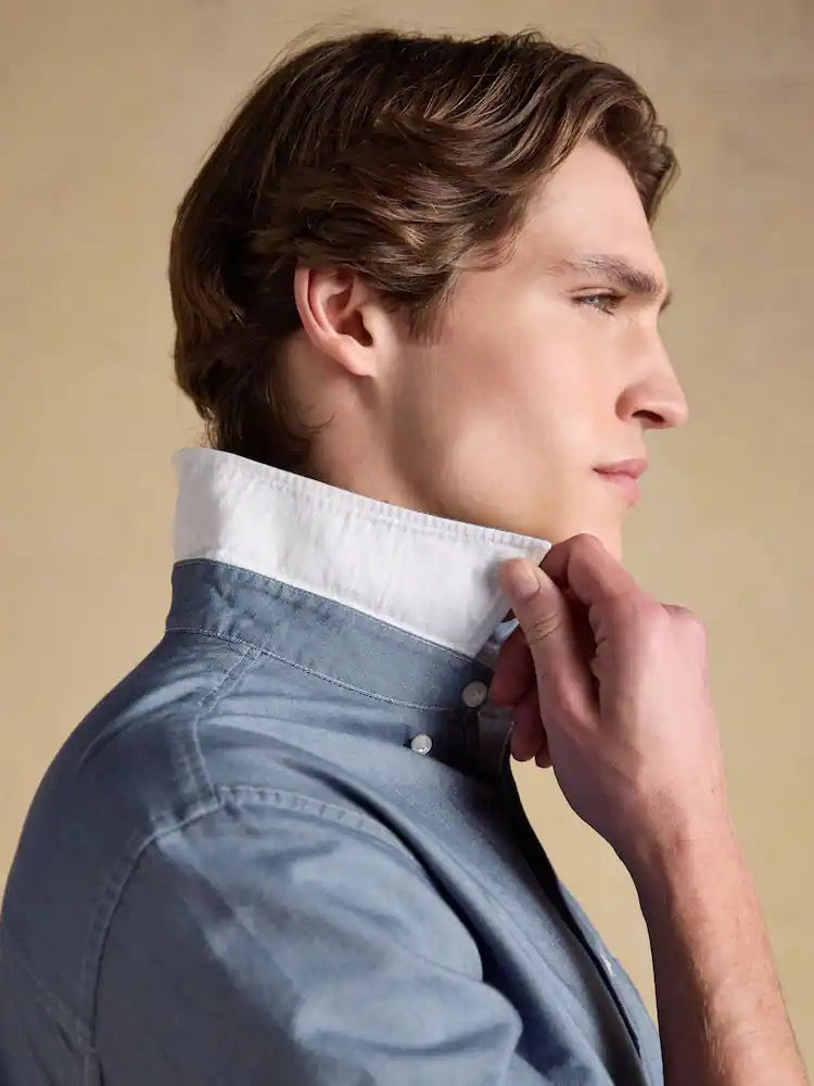 Joules Classic Fit Chambray Blue Cotton Oxford Shirt