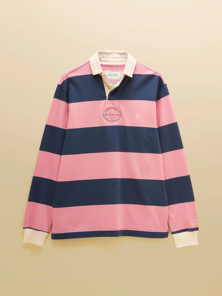 Joules Pink/Blue Striped Long Sleeve Rugby Shirt
