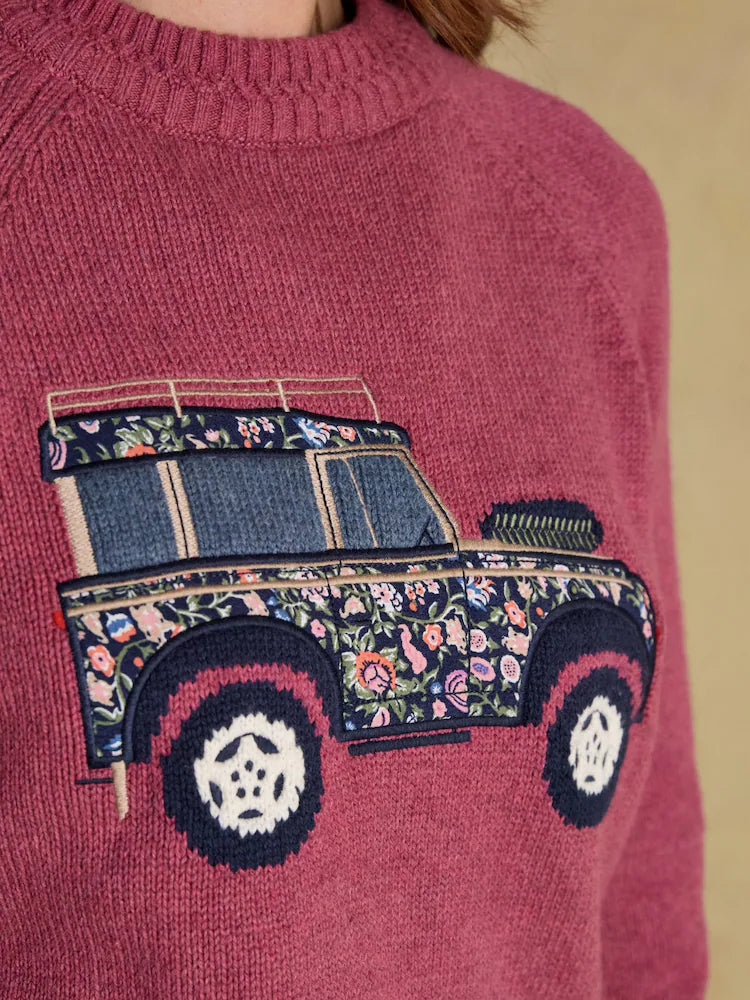 Joules Rutland Pink Intarsia 4x4 Cotton Rich Knitted Jumper