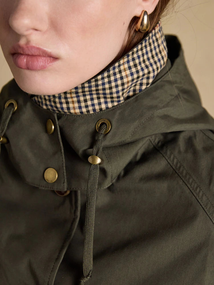 Joules Rainmore Khaki Green Button Through Waterproof Raincoat