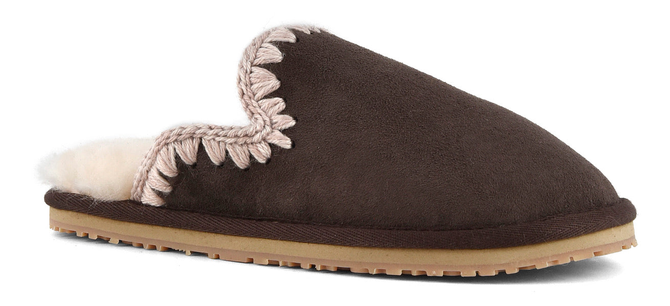 Mou Boots Suede Slipper Eskimo Stitch - Mocha