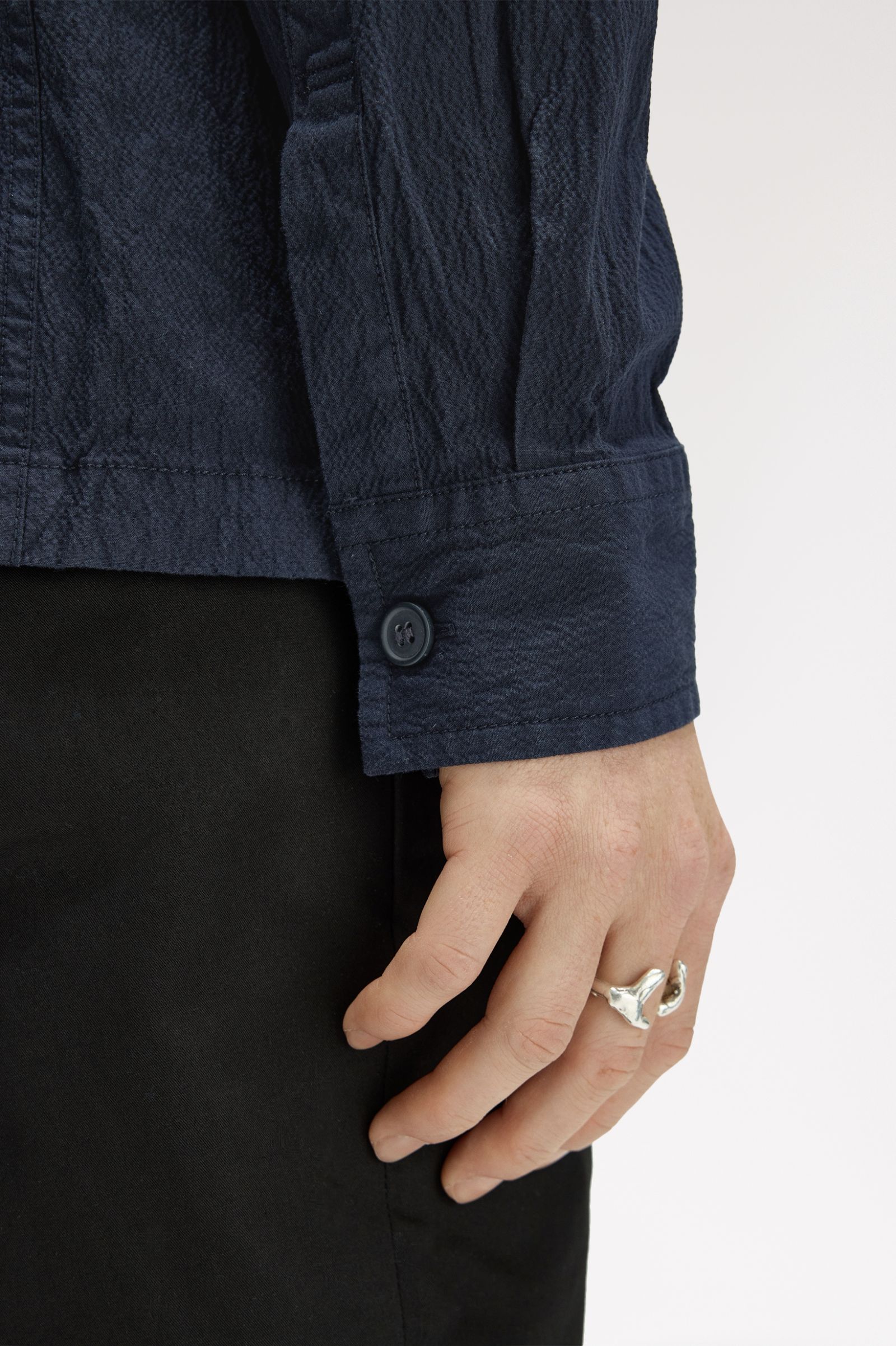 Fred Perry Seersucker Overshirt - Navy