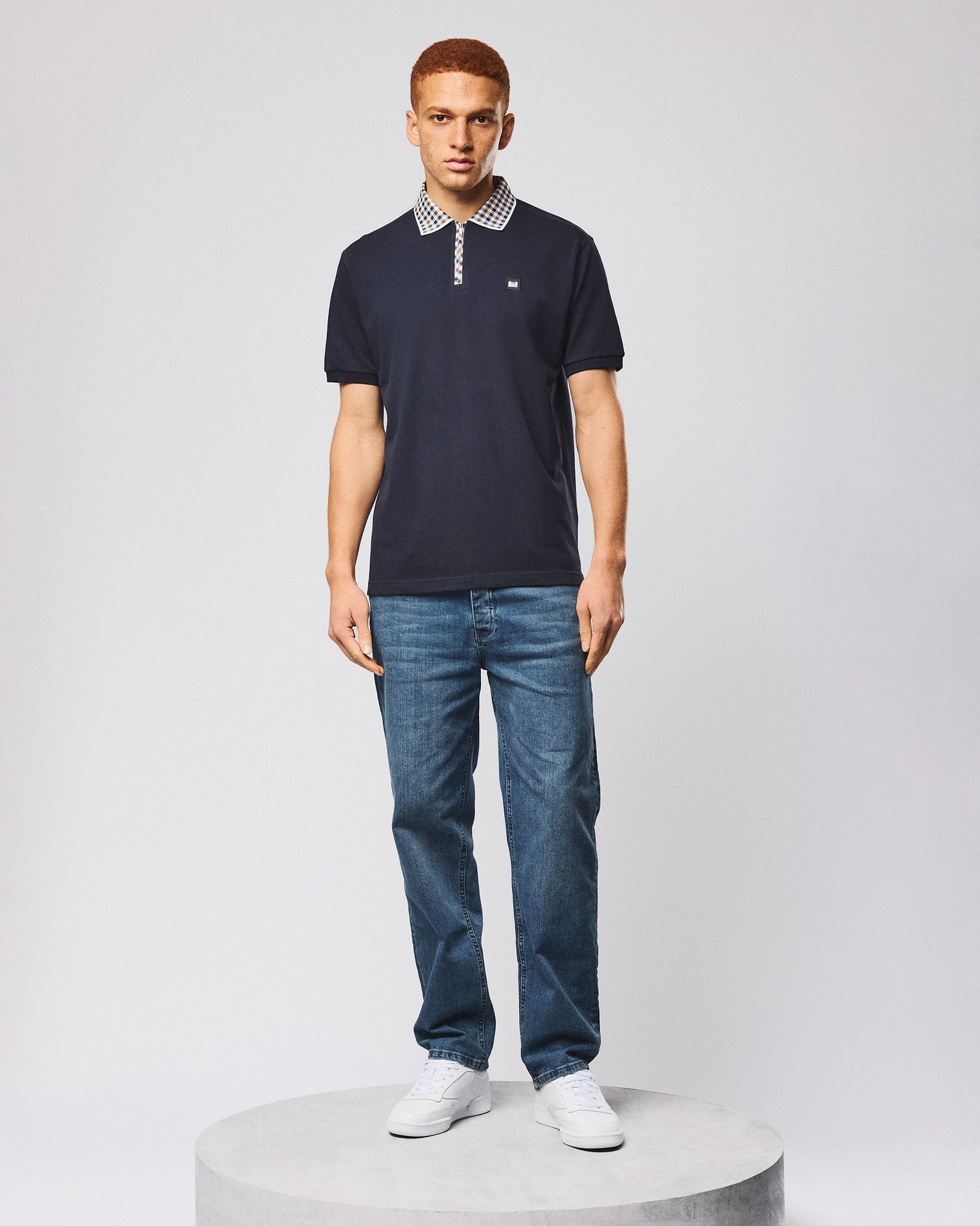 Weekend Offender Tipasa Jacquard Rib Polo - Navy | Spiders Whitby