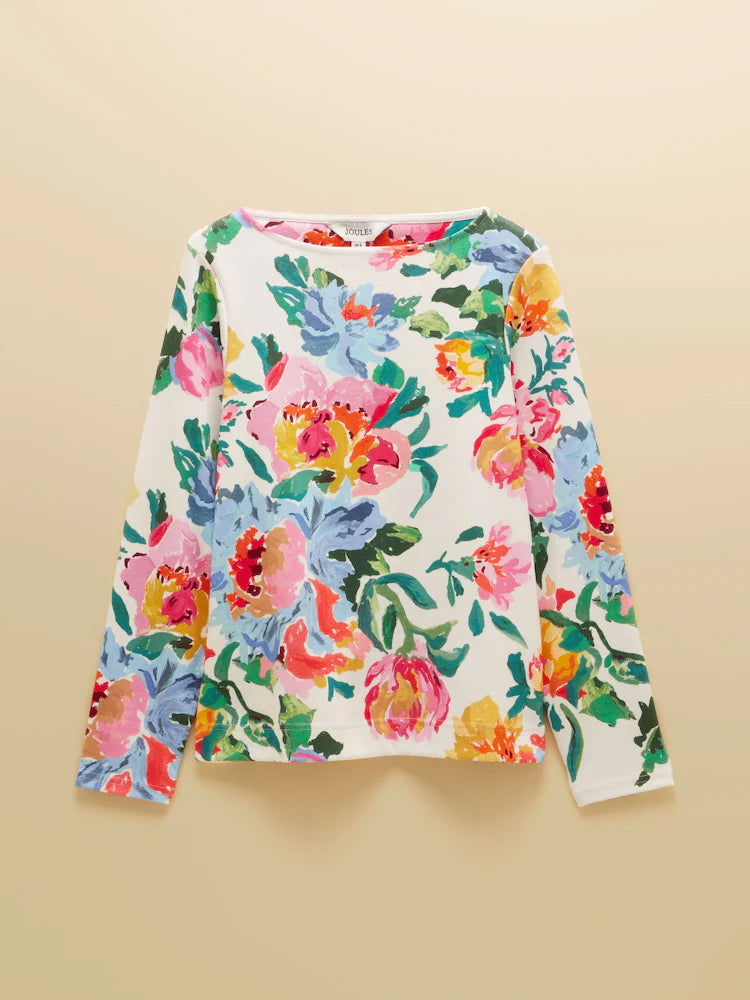 Joules Harbour Artist Floral Printed Boat Neck Breton Top