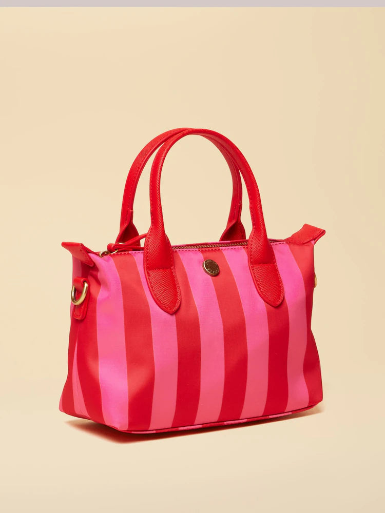 Joules Edie Red & Pink Striped Crossbody Handbag