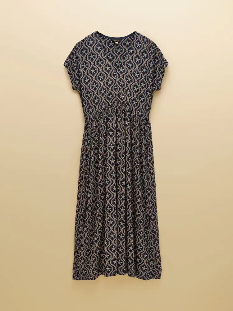 Joules Nia Navy Short Sleeve Jersey Midi Dress