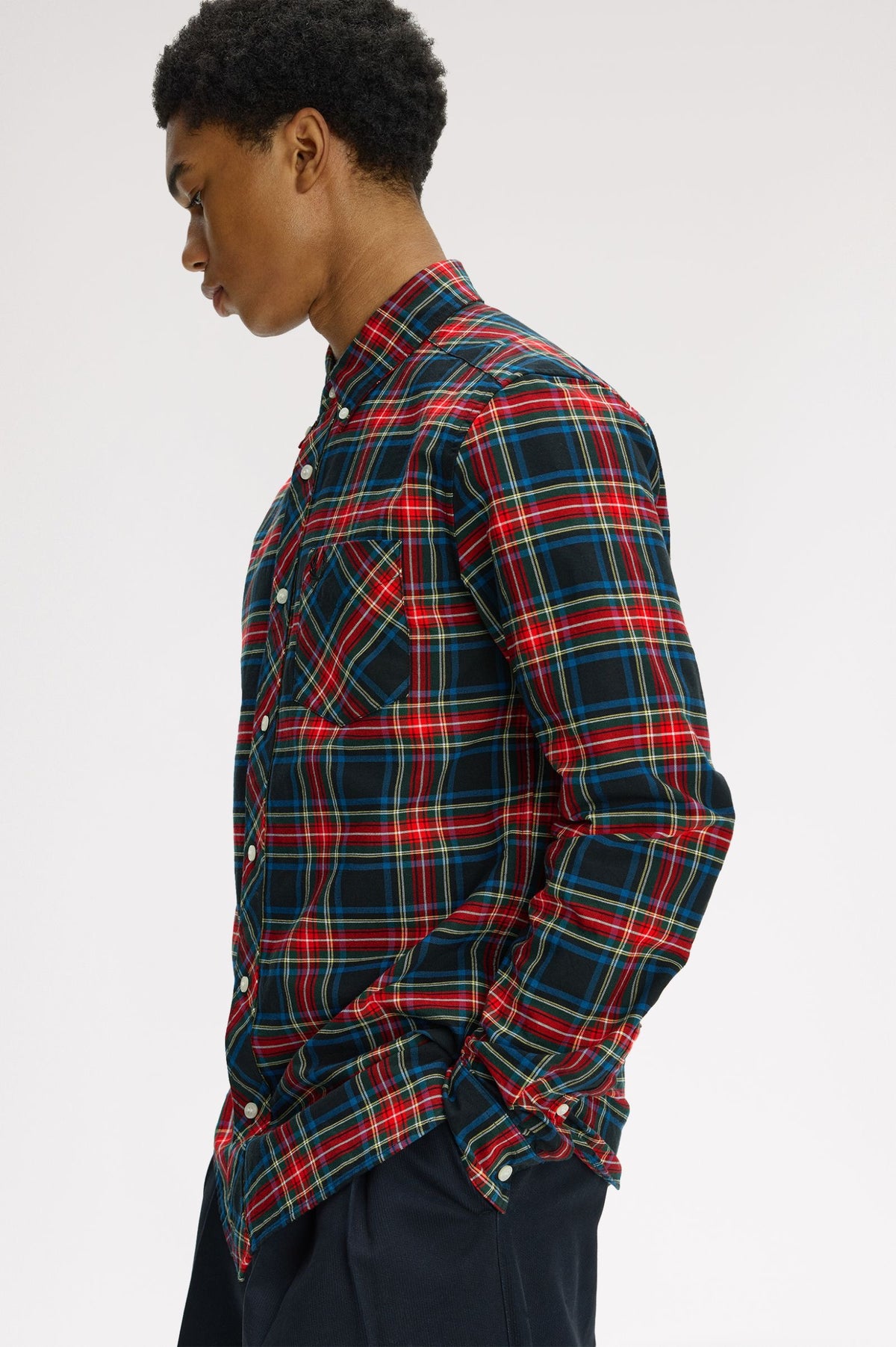 Fred Perry Stewart Tartan Oxford Shirt - Black