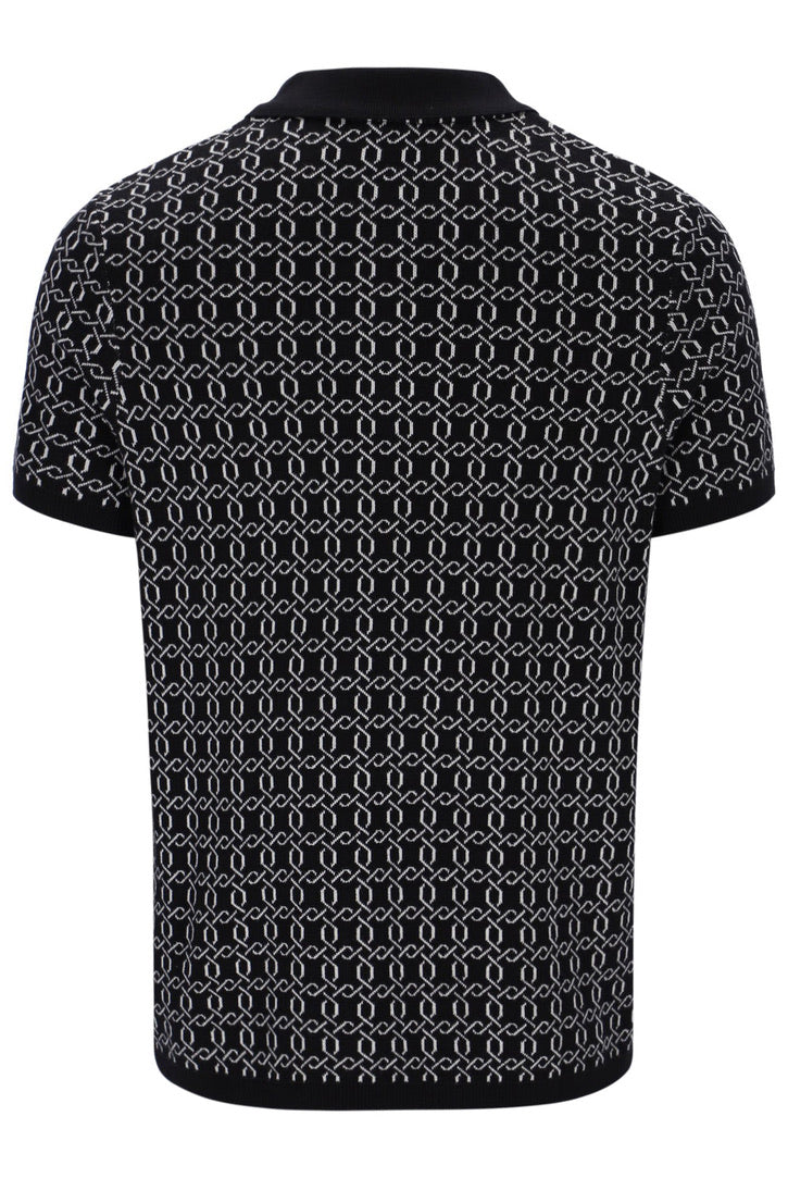 Fila Jackson Jacquard Knitted Zip Polo Shirt - Black
