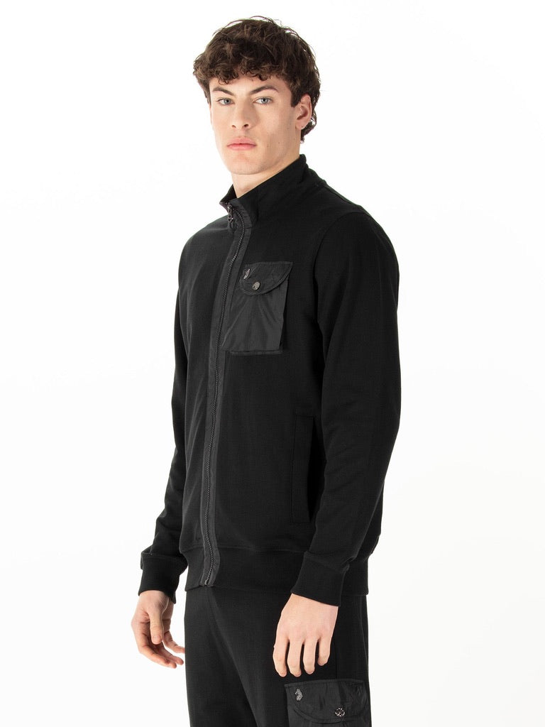 Luke 1977 Sutton Contrast Pocket Funnel Full Zip Jumper - Black