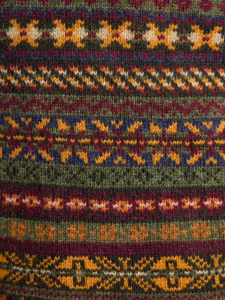 Joules Milligan Wool-Rich Green Quarter Zip Fair Isle Jumper