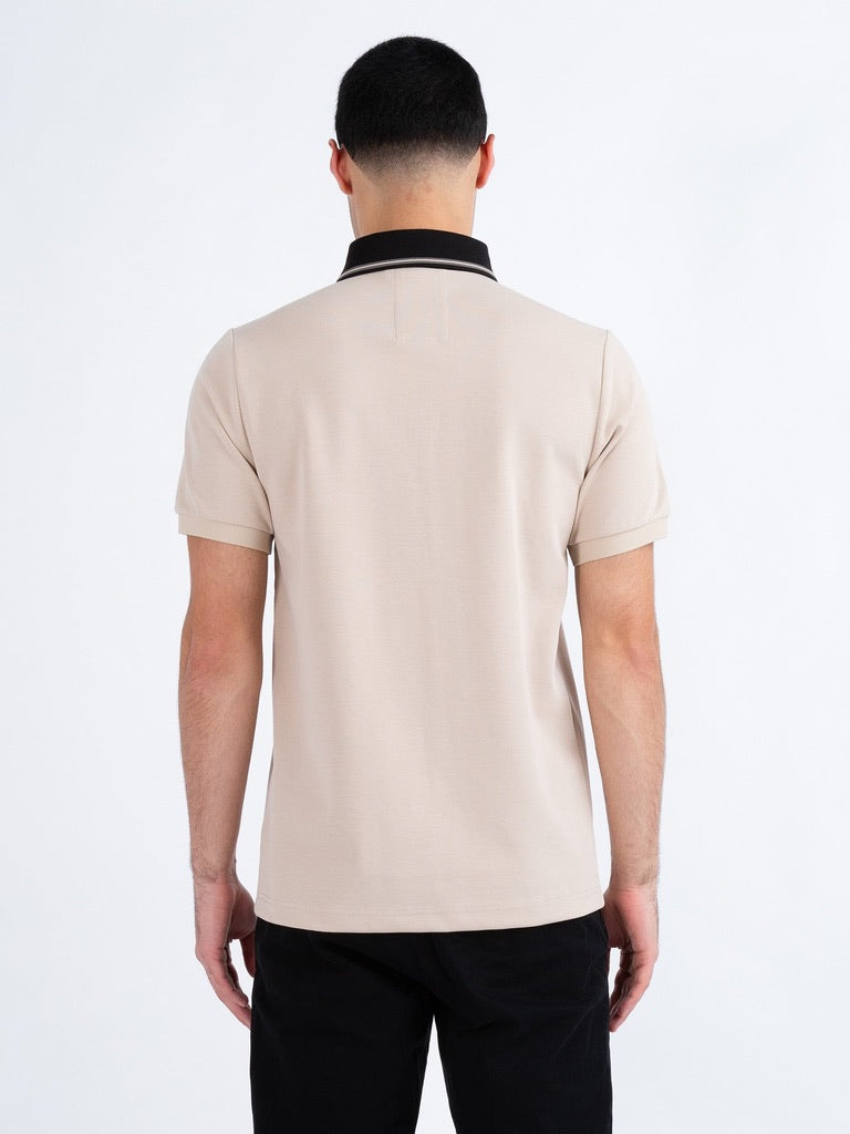 Luke Leo Tonal Polo Shirt - Dark Ecru