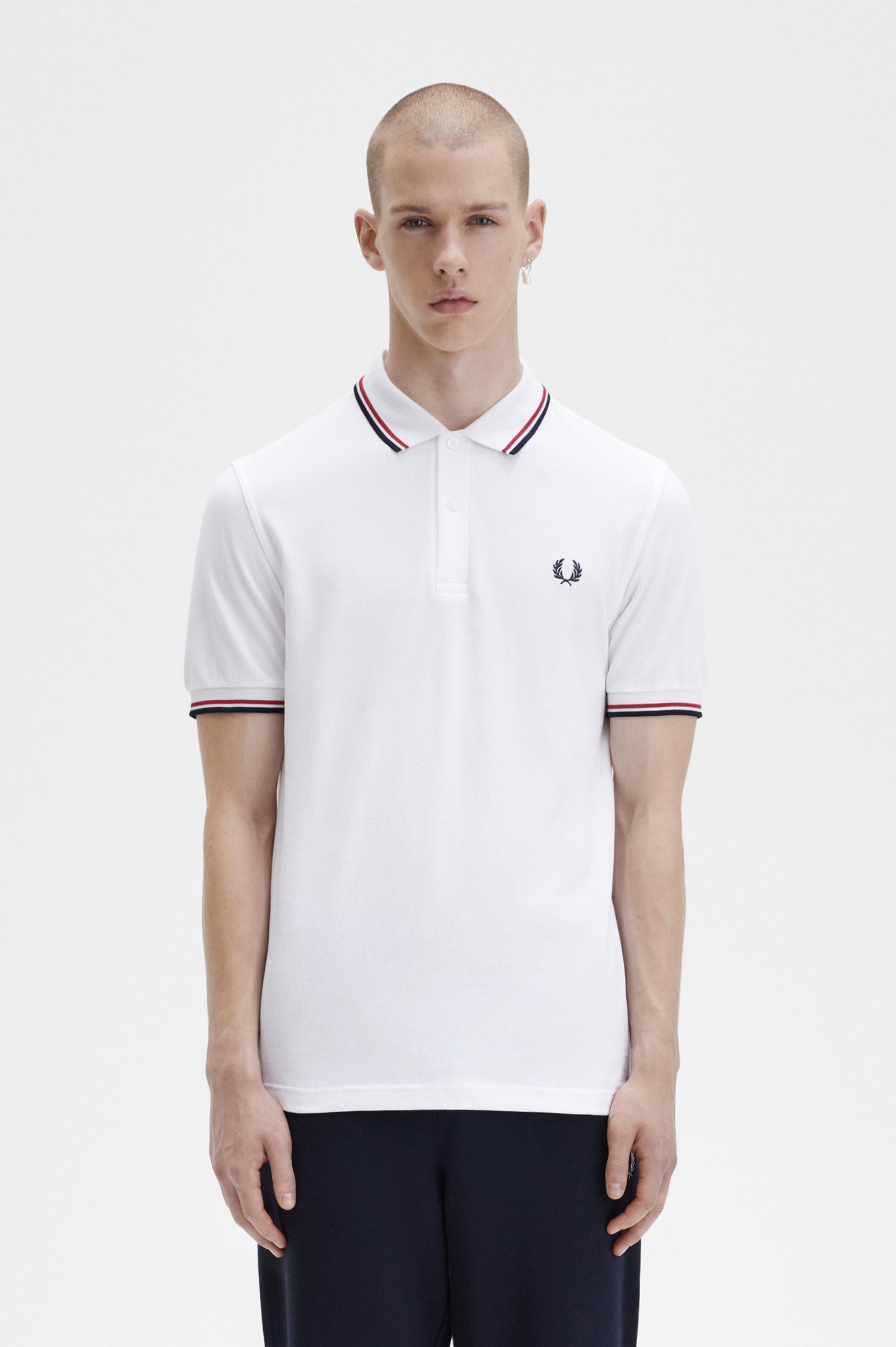 Fred Perry Twin Tipped Polo Shirt - White/ Red/ Navy