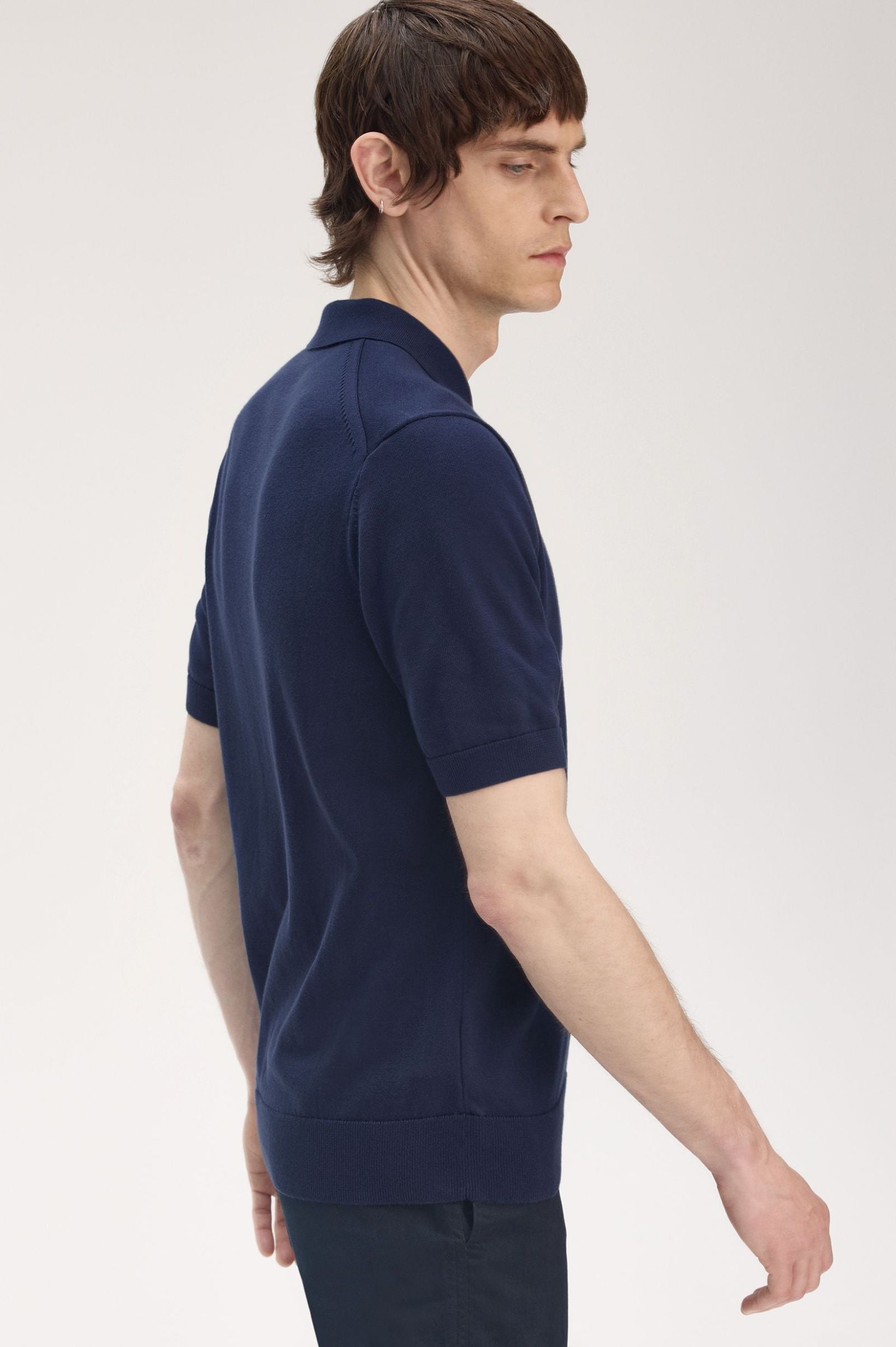 Fred Perry Cotton Knitted Shirt - Tennis Blue