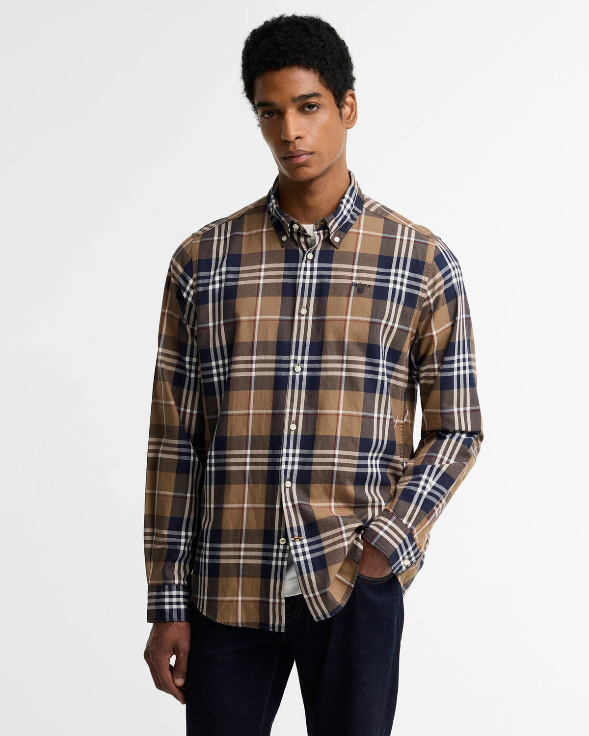 Barbour Edgar Tailored Checked Shirt - Stone