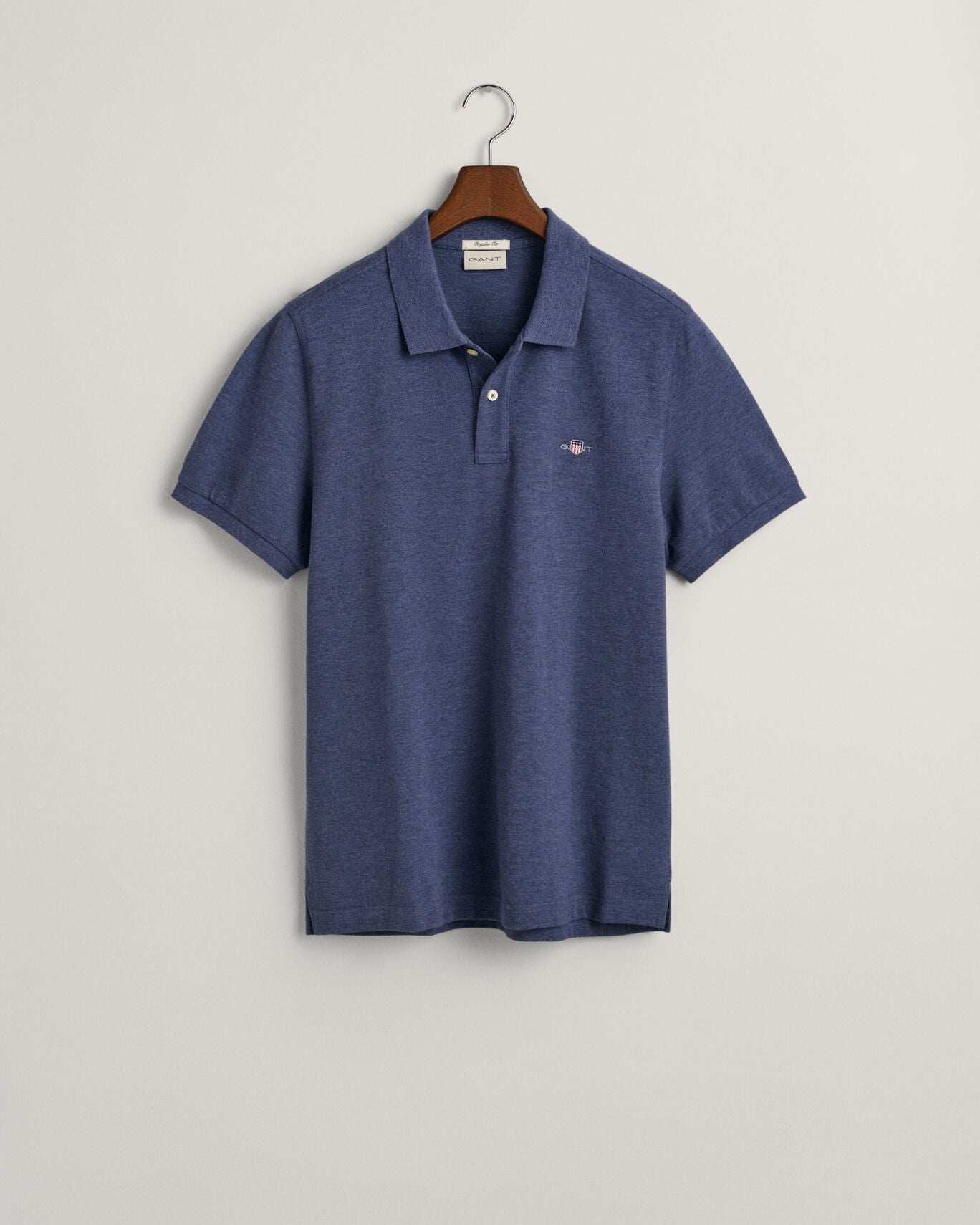 Gant Regular Fit Shield SS Pique Polo Shirt - Dark Jeans Blue Melange