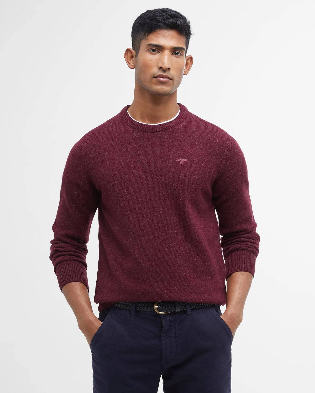 Barbour Essential Tisbury Crew-Neck Jumper - Ruby