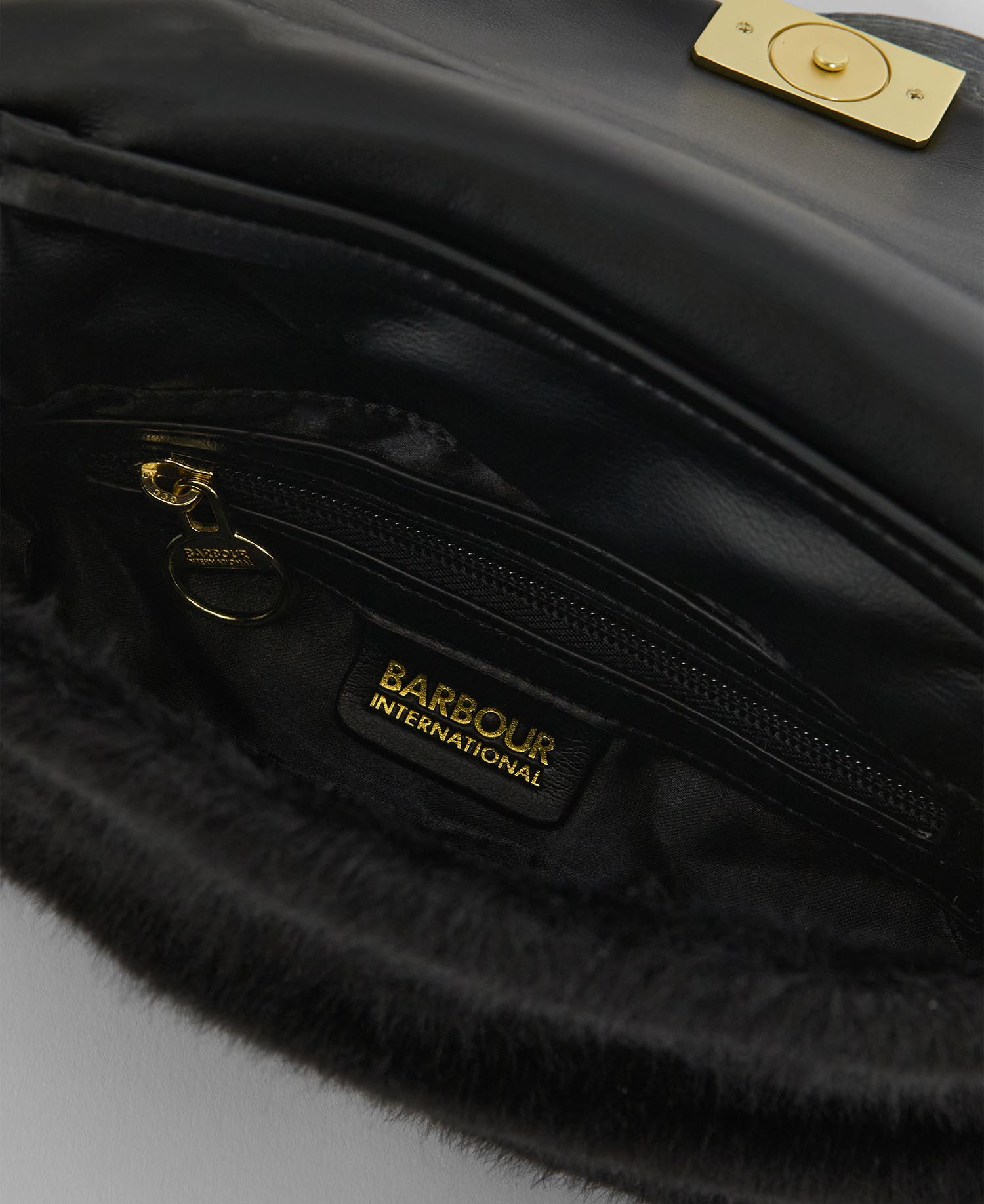 Barbour International Faux Fur Crossbody Bag - Black