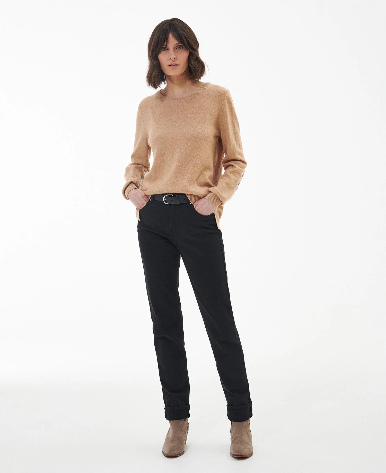 Barbour Pendle Crew Knitted Jumper - Caramel/Fawn