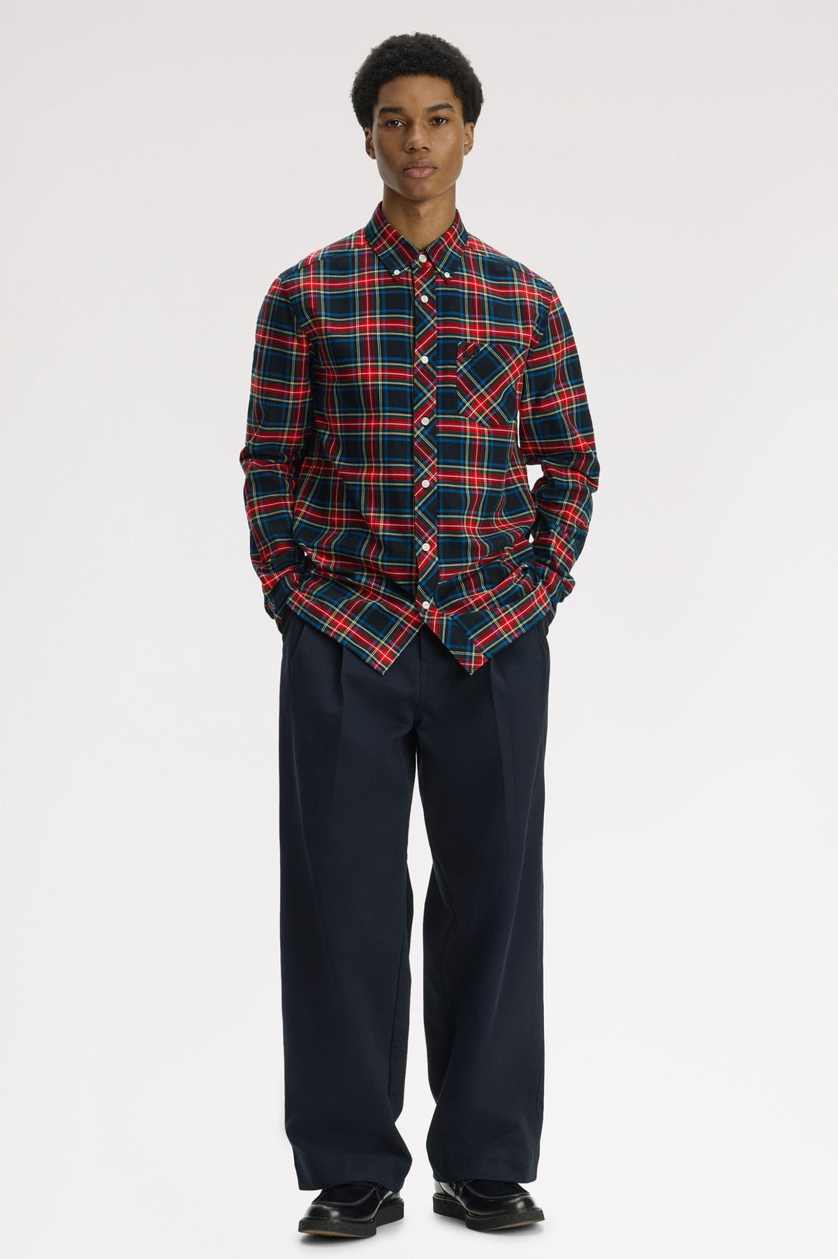 Fred Perry Stewart Tartan Oxford Shirt - Black