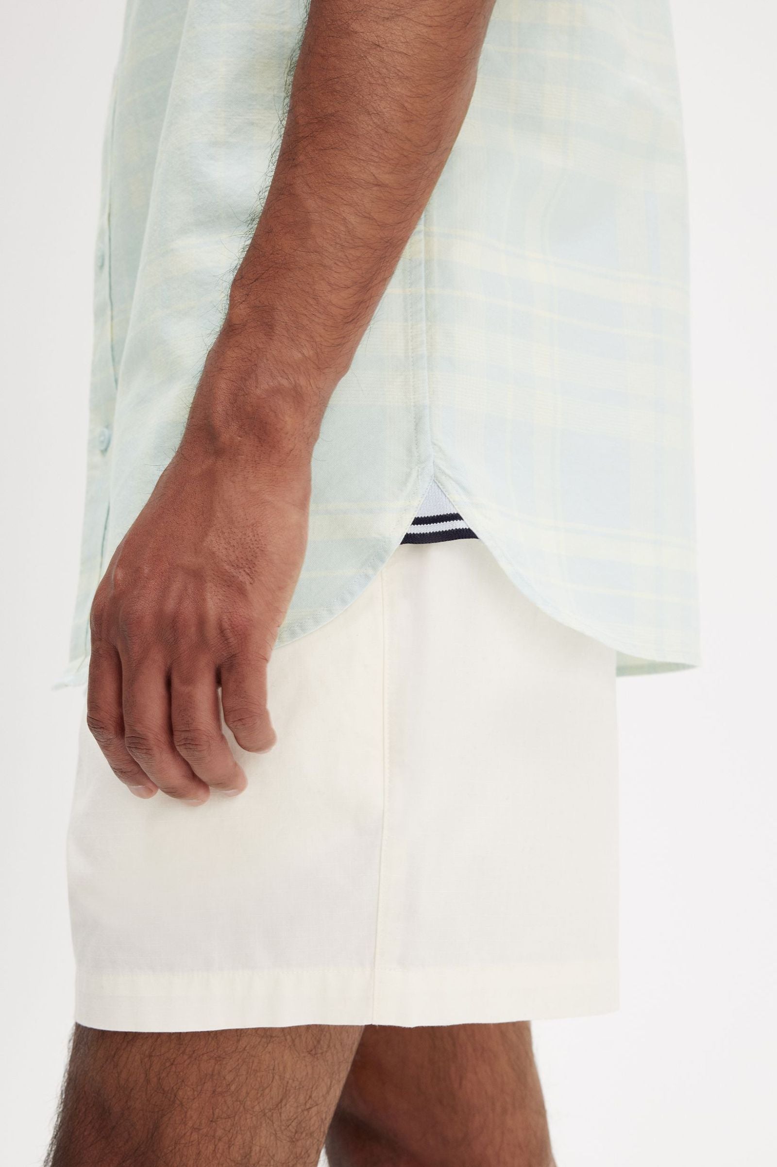 Fred Perry Short Sleeved Tartan Shirt - Light Ice