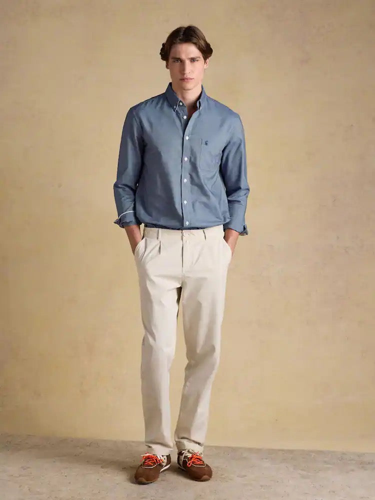 Joules Classic Fit Chambray Blue Cotton Oxford Shirt