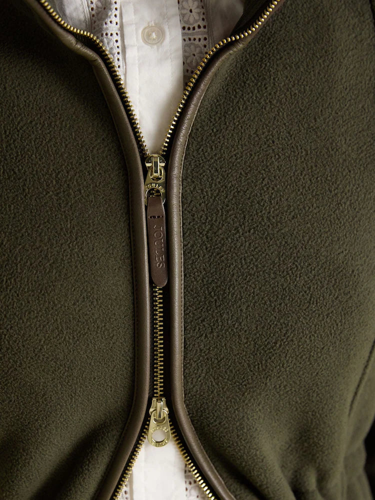 Joules Heritage Green Longline Zip Up Polar Fleece