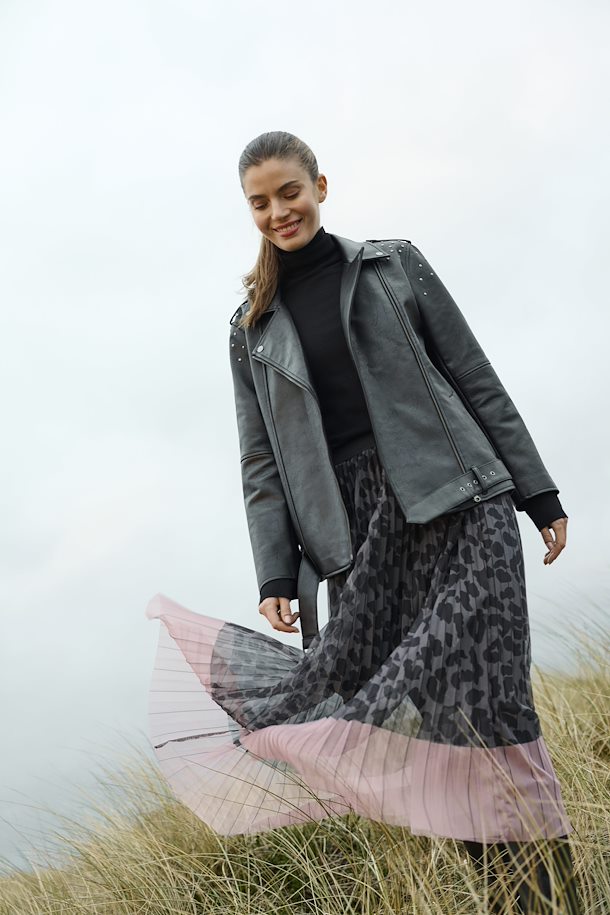 Culture Chancy Skirt - Grey Leopard/Pink