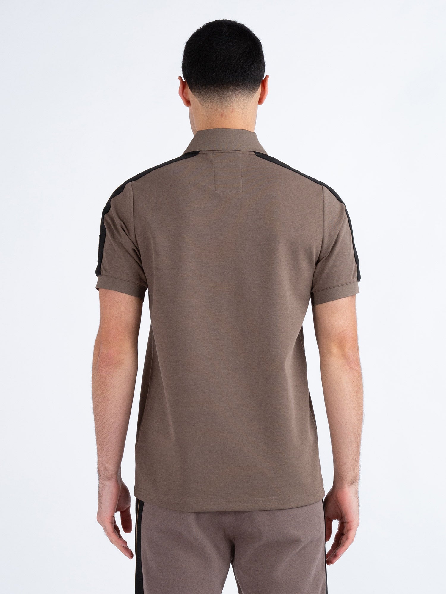 Luke Caltech Tape Detail Polo Shirt - Mushroom