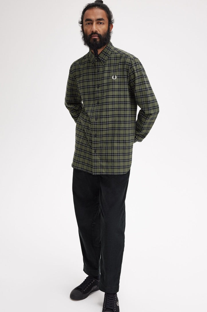 Fred Perry Tartan Oxford Shirt - Laurel Wreath Green