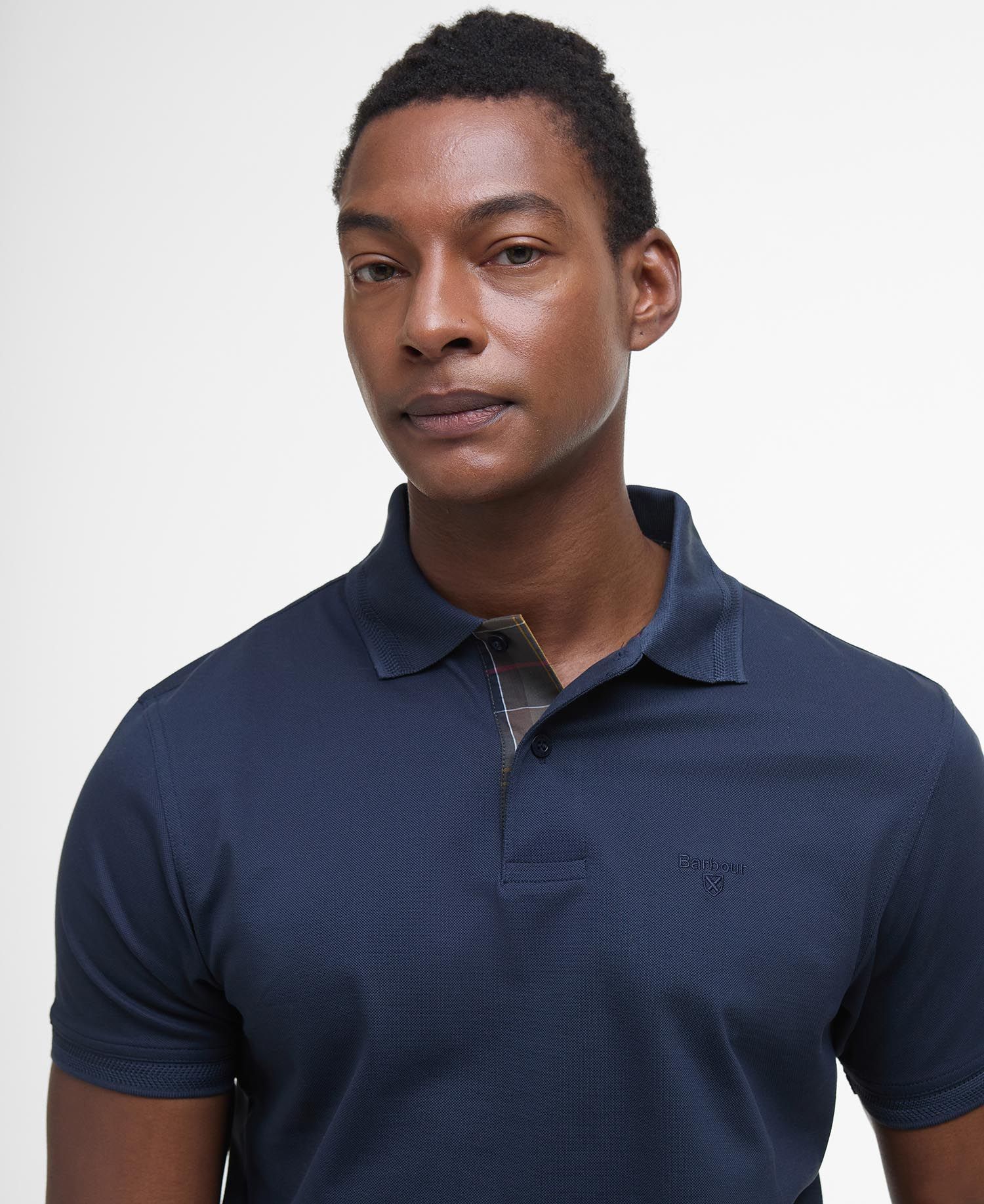 Barbour Premium Tartan Pique Polo Shirt - Navy