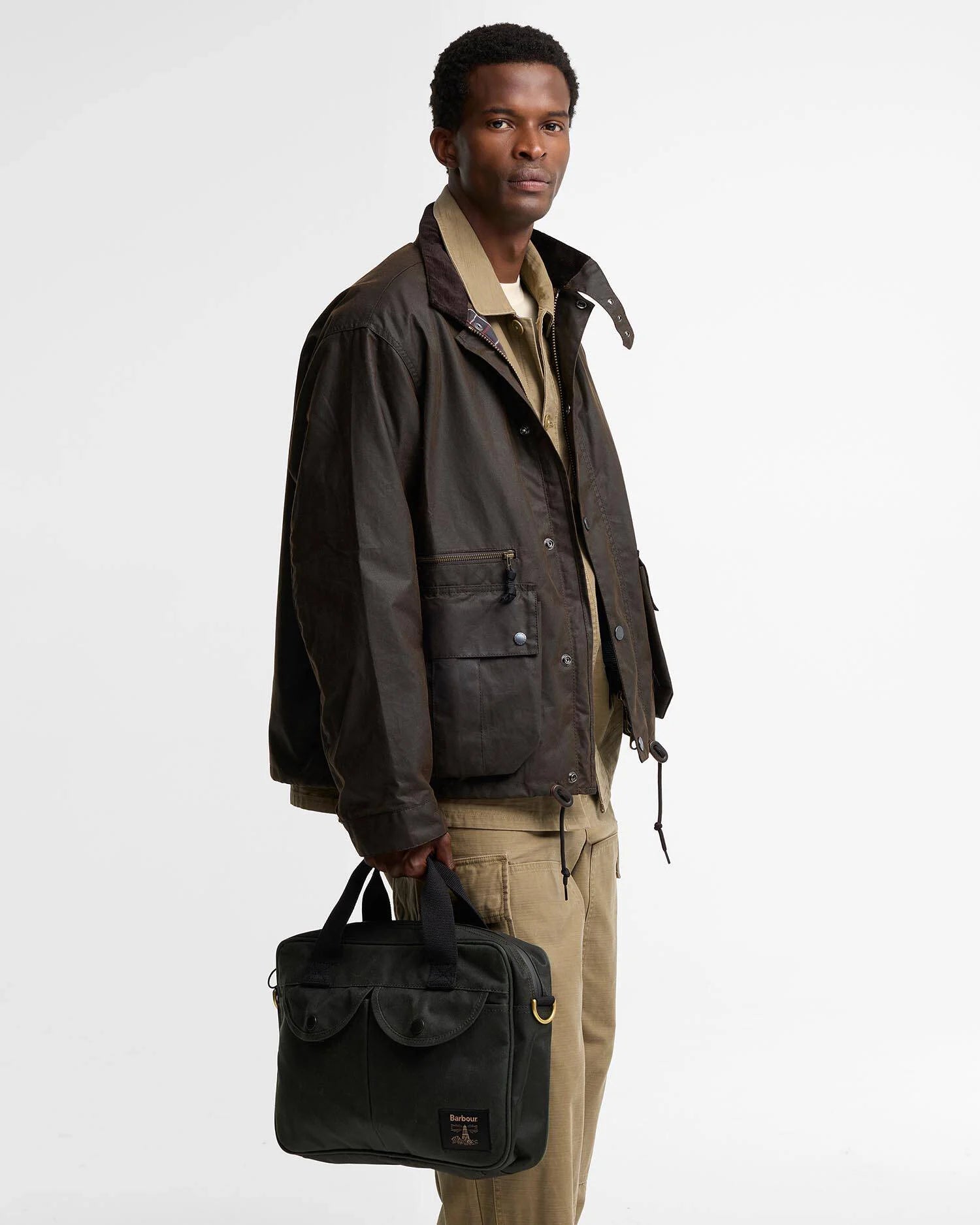 Barbour Field Wax Laptop Bag - Sage