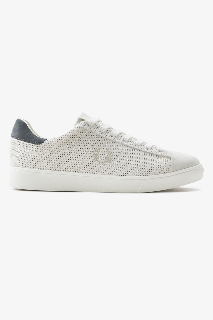 Fred Perry Spencer Perf Suede Trainers - Snowwhite/ Oatmeal