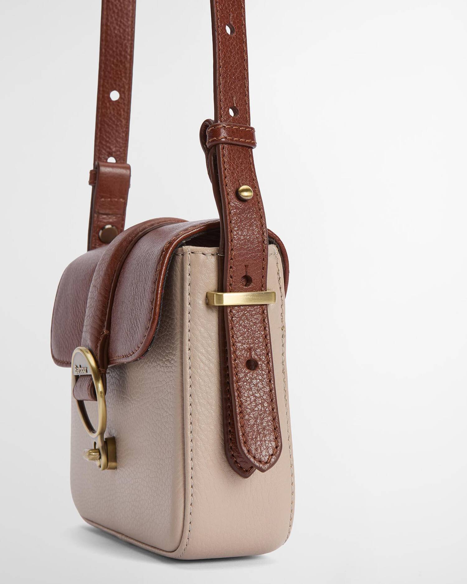 Barbour Mini Rosa Leather Crossbody Bag - Pebbled Pink/Brown