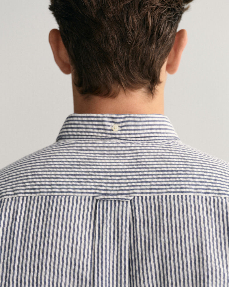 Gant Regular Fit Seersucker Shirt - Evening Blue