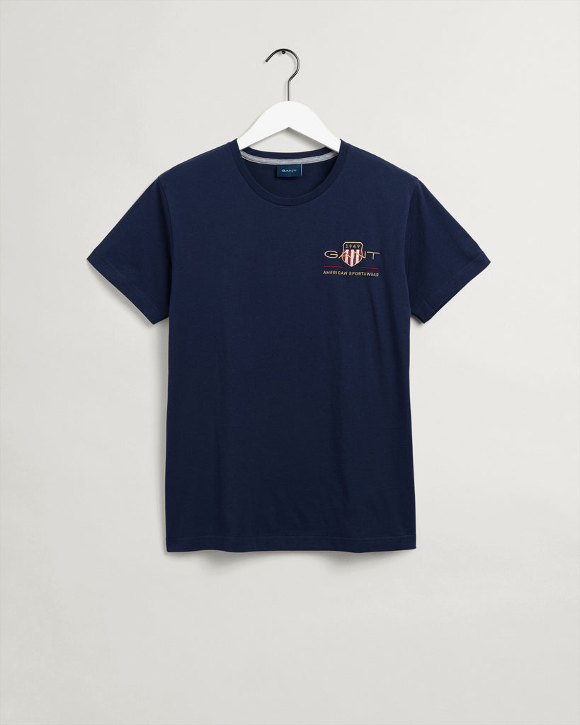 Gant Archive Shield Embroider T-Shirt - Evening Blue