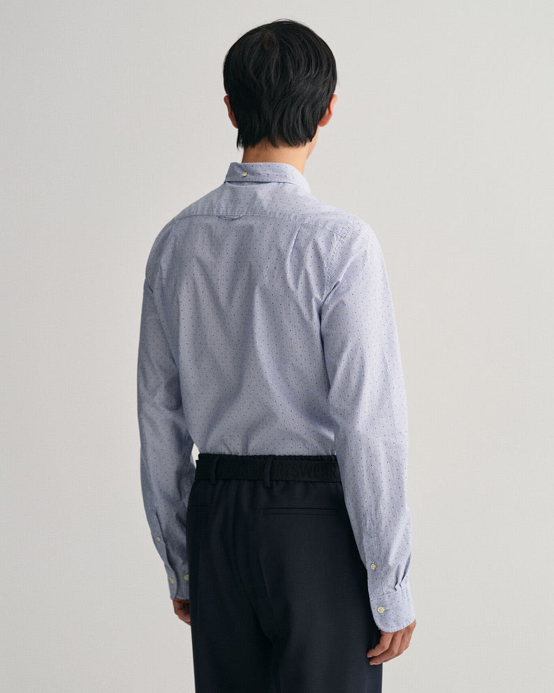 Gant Regular Fit Banker Dot Shirt - College Blue